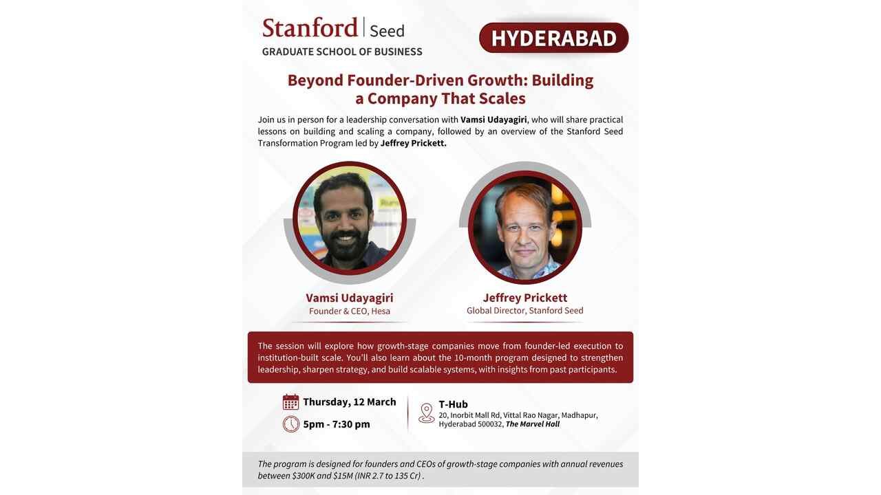 Stanford Seed Brings Global Leadership Insights to Hyderabad Startup Ecosystem