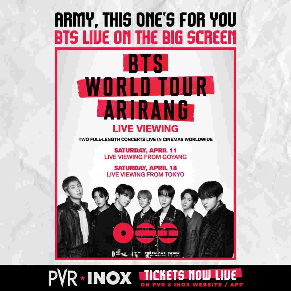 PVR INOX Brings BTS ‘Arirang’ Tour to Big Screen for Indian ARMY